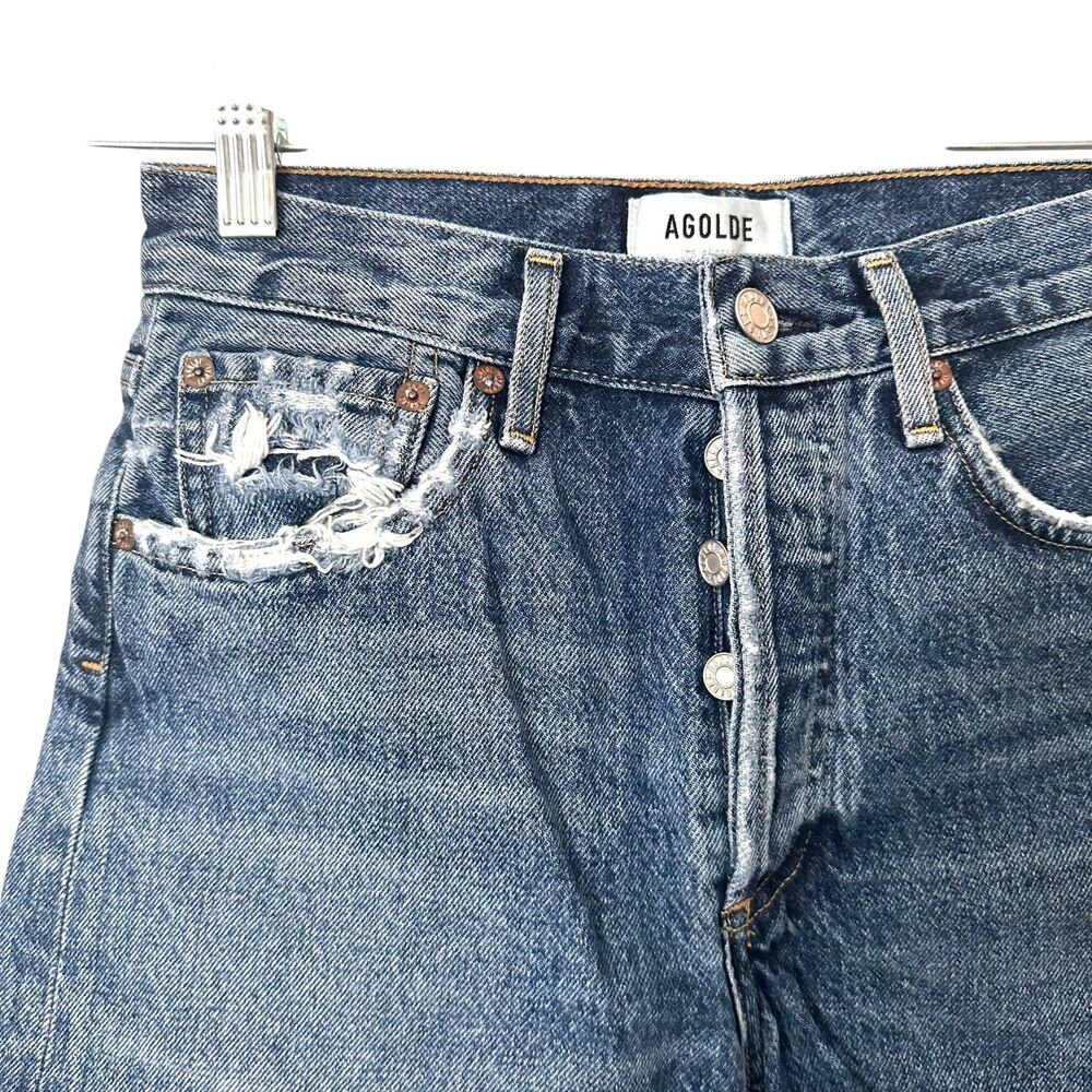 Agolde High Waist Denim Shorts - Blue - Picture 5 of 6